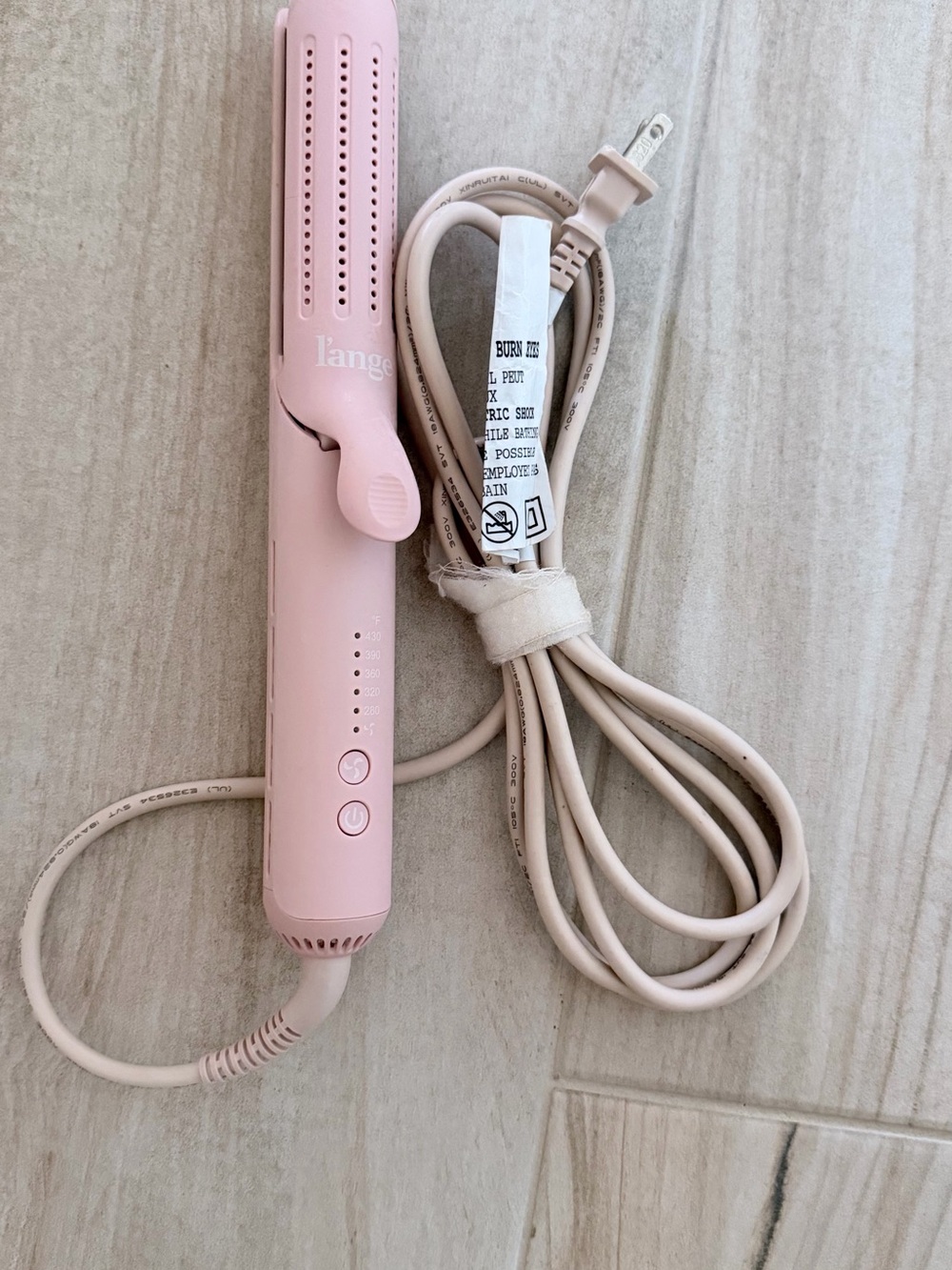 Lange Pink short barrel hair curling iron and flat iron
